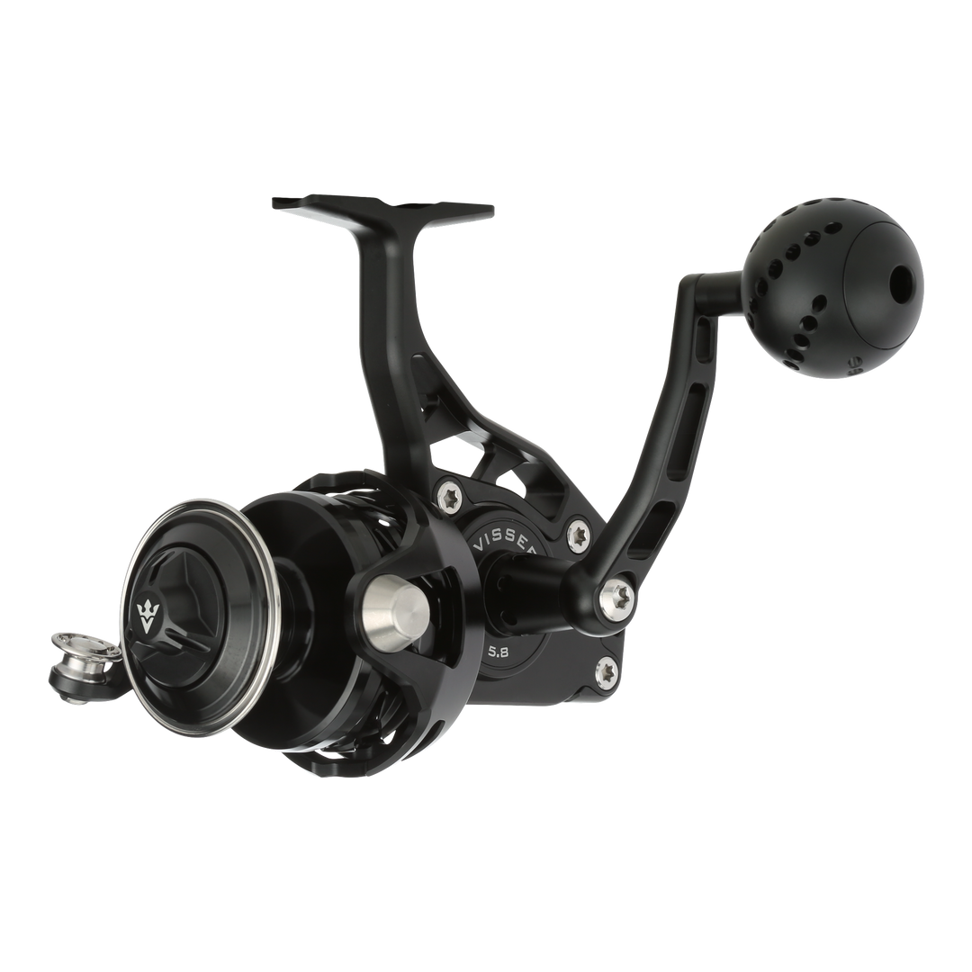 Visser PierMaster Series bail-less spinning reel in black, product view 6