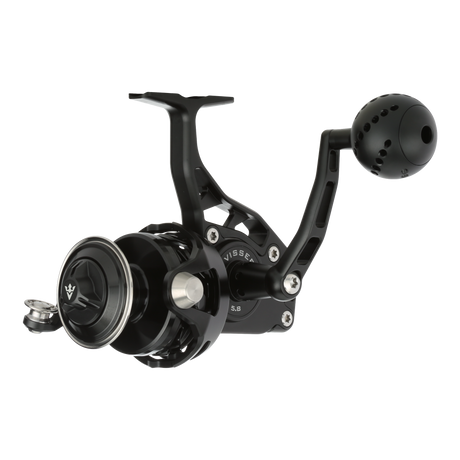 Visser PierMaster Series bail-less spinning reel in black, product view 6