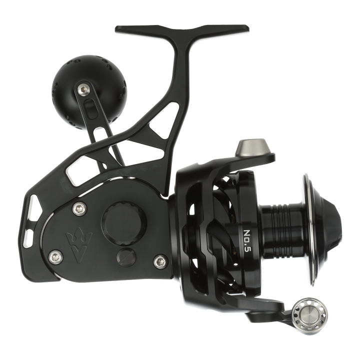 Visser PierMaster Series bail-less spinning reel in black, product view 3