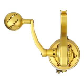 Visser PierMaster Series bail-less spinning reel in gold, product view 4