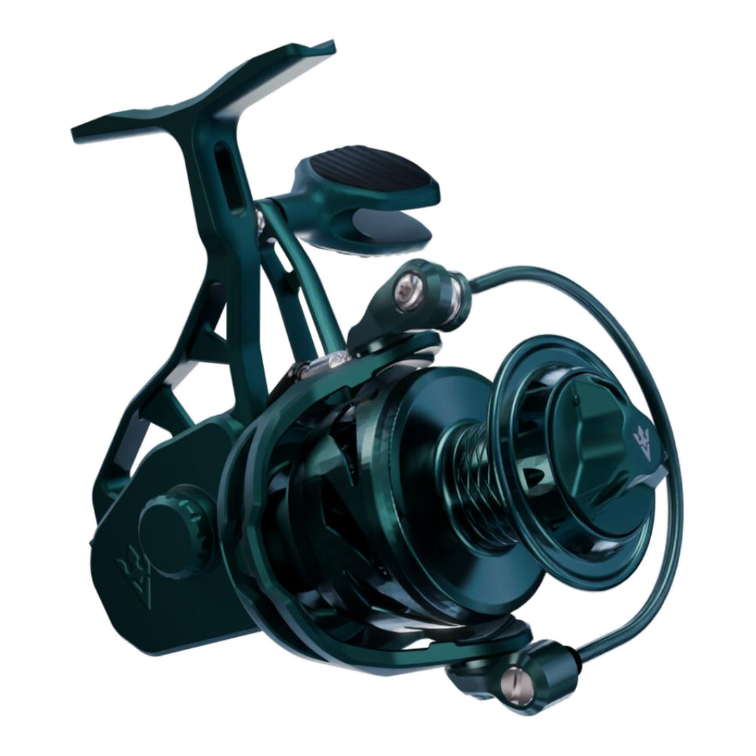 Visser Gaaf Series spinning reel in green, product view 1