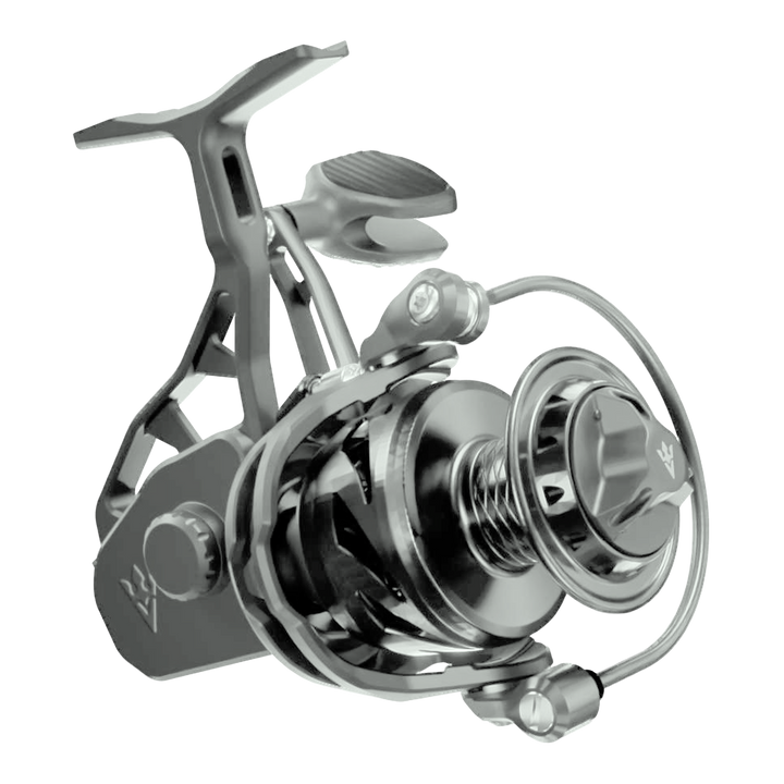 Visser Gaaf Series spinning reel in gunsmoke, product view 1