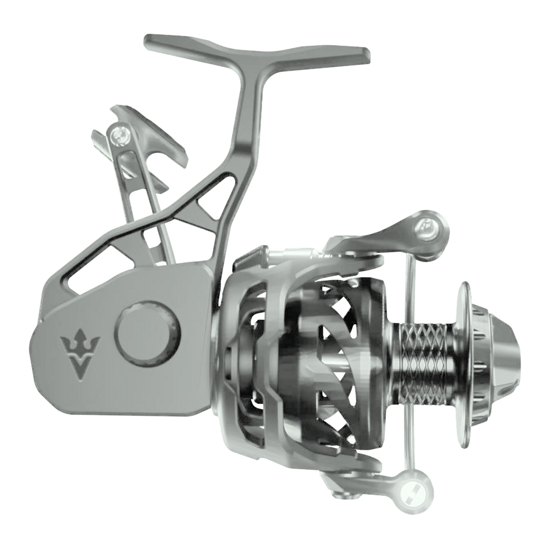 Visser Gaaf Series spinning reel in gunsmoke, product view 2