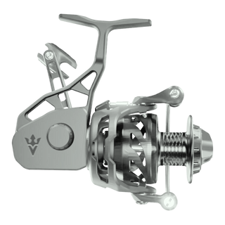 Visser Gaaf Series spinning reel in gunsmoke, product view 2