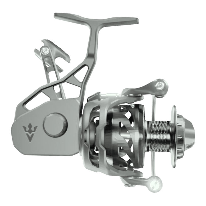 Visser Gaaf Series spinning reel in gunsmoke, product view 2