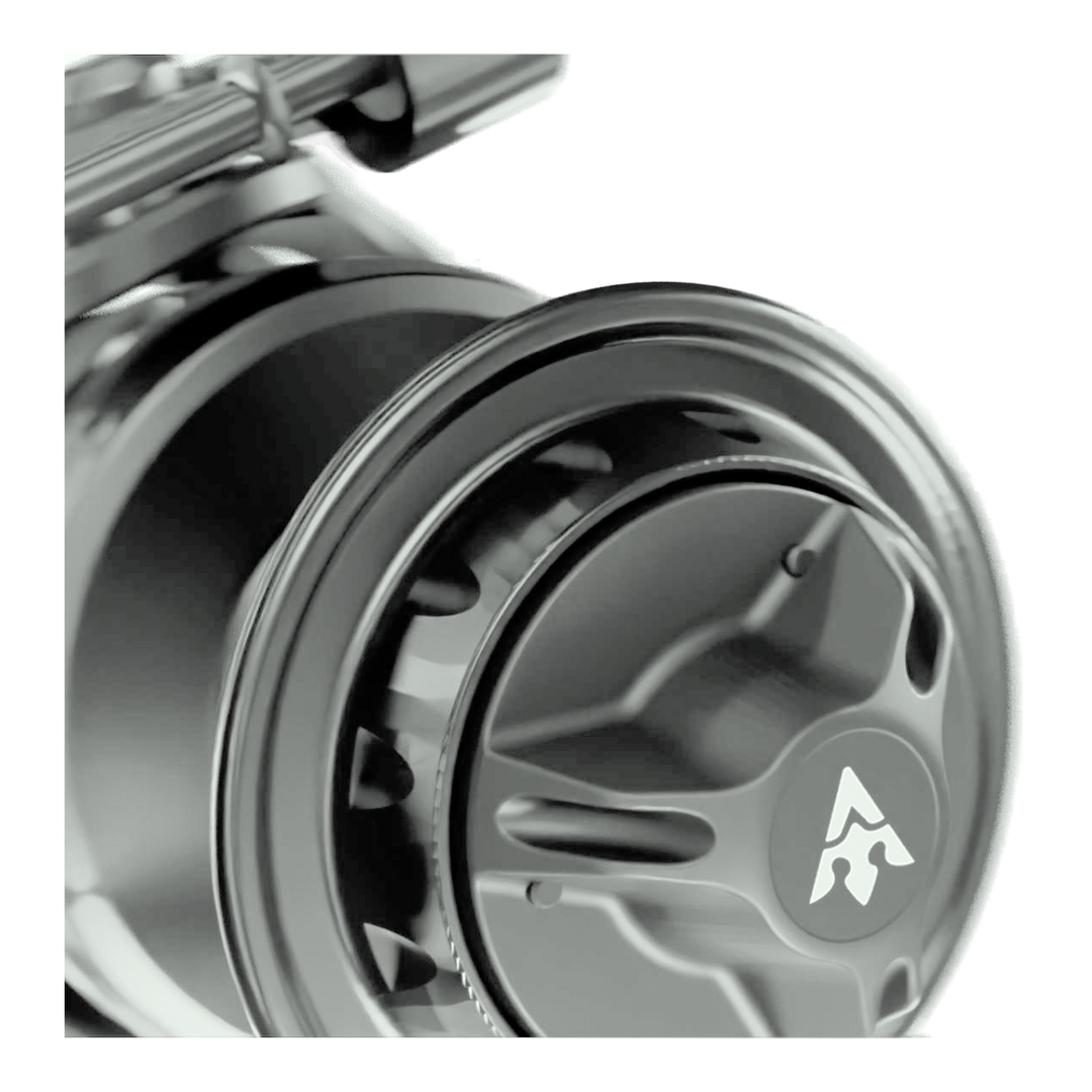Visser Gaaf Series spinning reel in gunsmoke, product view 3