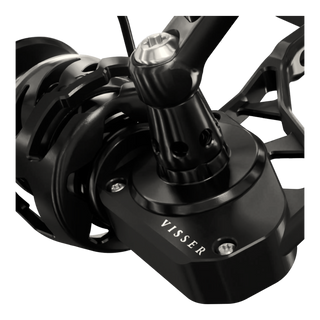 Visser Gaaf Series spinning reel in black, product view 4