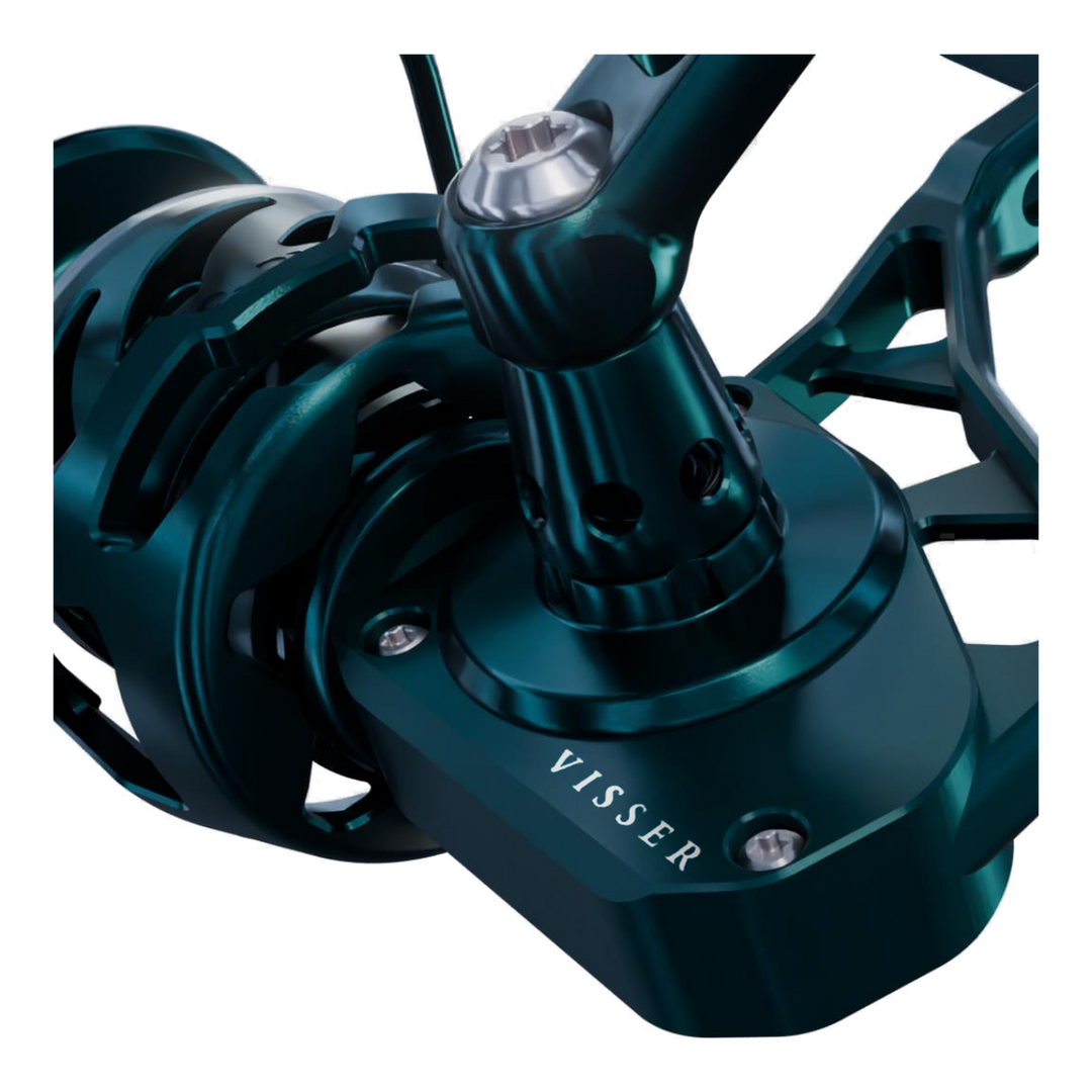 Visser Gaaf Series spinning reel in green, product view 4