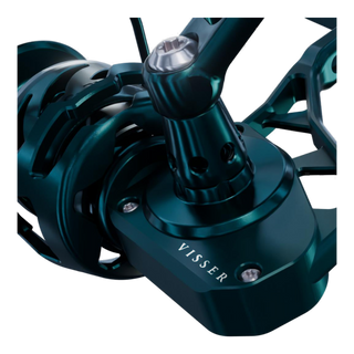 Visser Gaaf Series spinning reel in green, product view 4