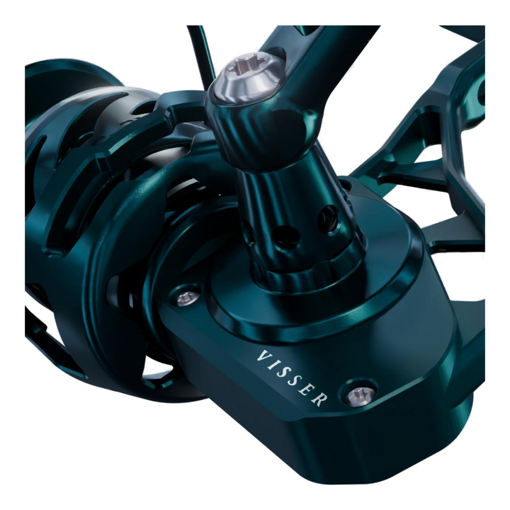 Visser Gaaf Series spinning reel in green, product view 4