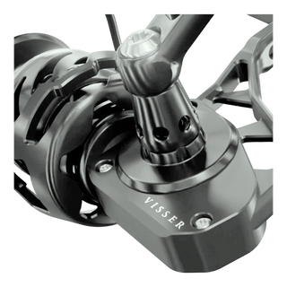 Visser Gaaf Series spinning reel in gunsmoke, product view 4