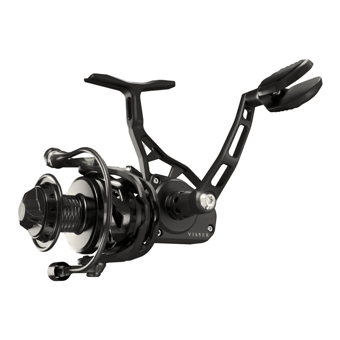 Visser Gaaf Series spinning reel in black, product view 5