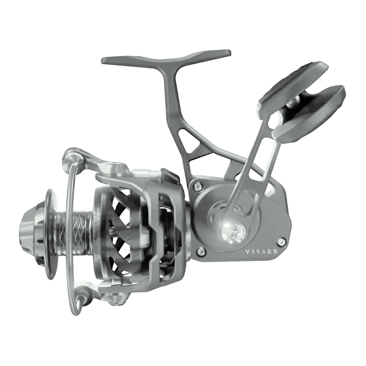 Visser Gaaf Series spinning reel in gunsmoke, product view 6