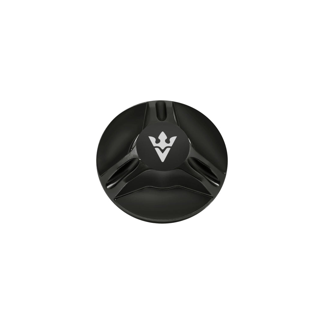 Black Visser replacement drag knob with silver V logo