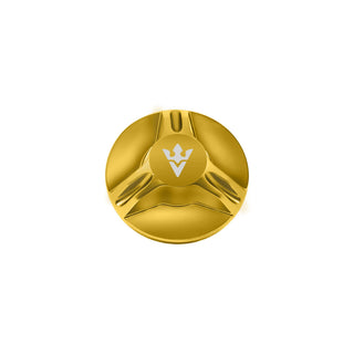 Gold Visser replacement drag knob with silver V logo