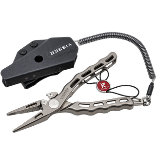 6.5-inch Visser titanium fishing pliers with Kydex sheath